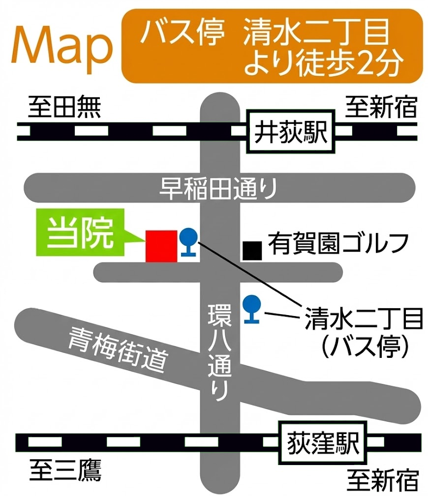 杉並区 諸岡クリニックへのアクセスマップ 荻窪駅・井荻駅から